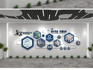现代简约时尚风格办公室形象墙效果图