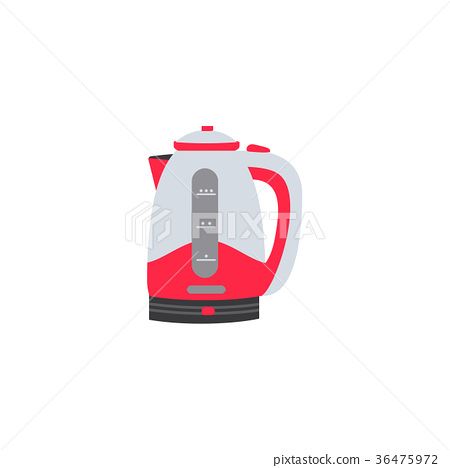 插图素材: vector flat electric kettle or teapot icon