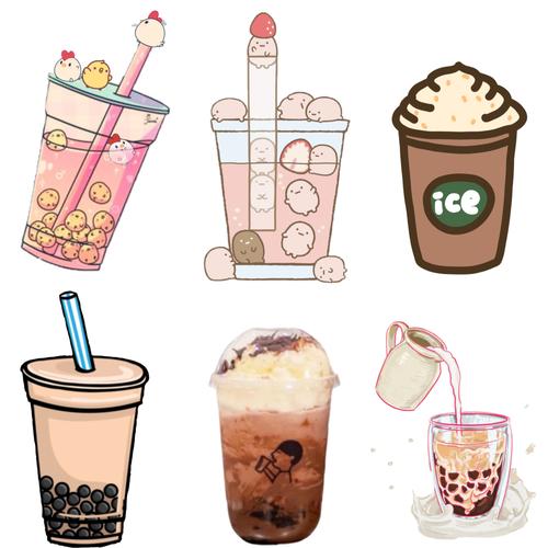奶茶手帐素材贴纸合 !!