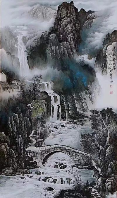 刚纹完纹身的看过来,一定要注意防晒哦山水纹身素材