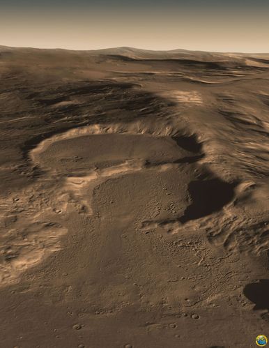 火星表面三个火山口 - 神秘的地球 科学|自然|地理|探索