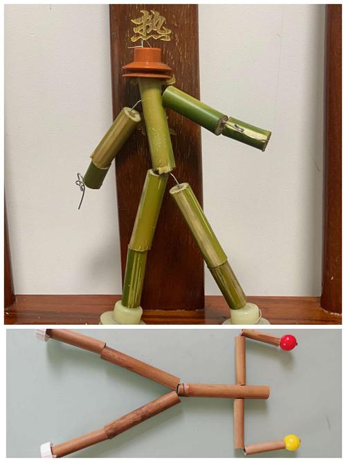 由于没有认真阅读课文《竹节人》,硬生生把竹节人做成工艺品摆件