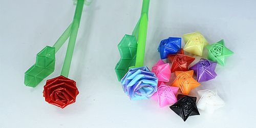 中粗不透明彩虹色星星管塑料吸管许愿幸运星折纸折五角星手工编管