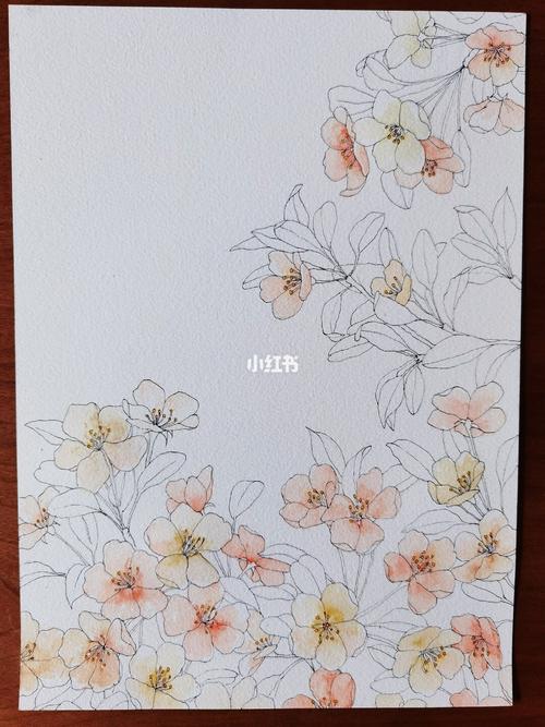 水彩《海棠花》步骤_水彩_钢笔_文化_绘画