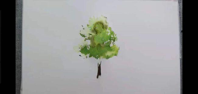 如何画一颗好看的水彩树
