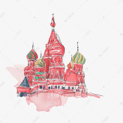 手绘红场水彩插画