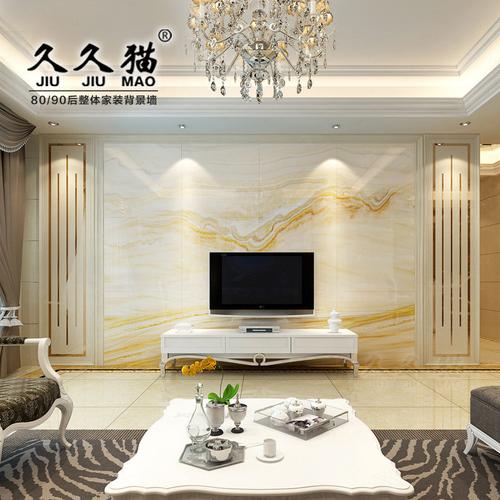 轻奢瓷砖电视背景墙新中式微晶石欧式客厅天然大理石美式影视墙砖-图1