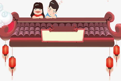 春节古典建筑红色屋檐