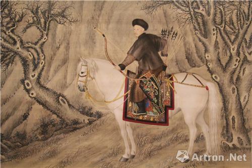 郎世宁等《乾隆猎兔图》轴(局部)