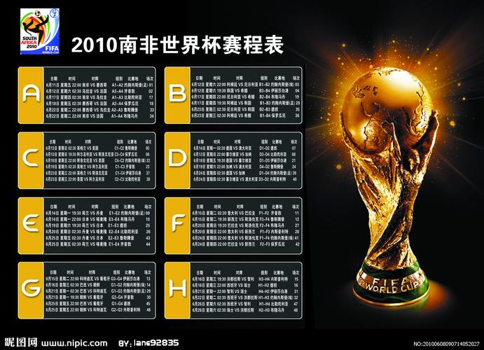 2010南非世界杯赛程表图片