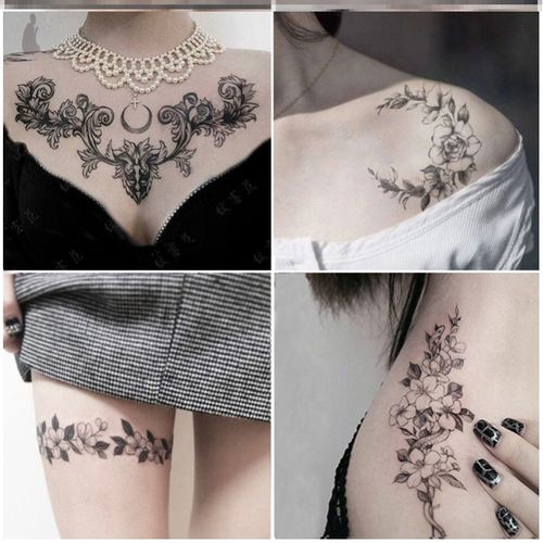 刺青情趣贴纸女友夫妻私密遮盖疤痕纹身贴小图案腿部简单胸部女生