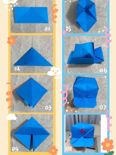 红色主题红军帽折纸,幼儿园中大班,5-7折纸_折纸_幼儿