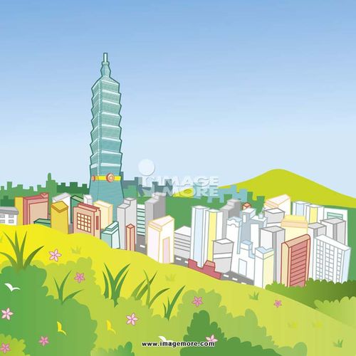 台北,台北101,台湾,插画