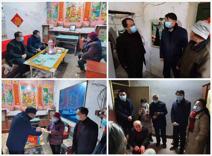 "走进前进街老党员海本玉家中,黄登科和陪同的街道
