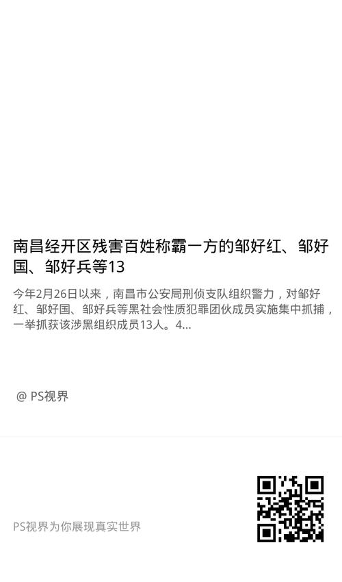 南昌经开区残害百姓称霸一方的邹好红,邹好国,邹好兵等13人涉黑被批捕
