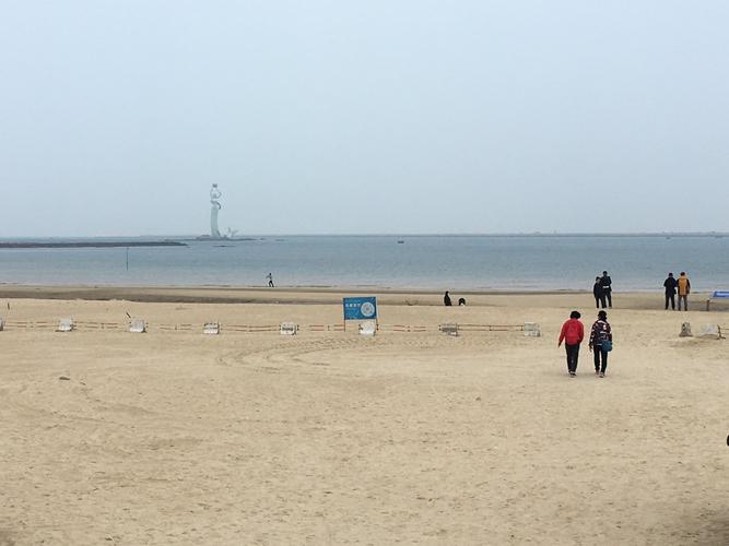 辽宁营口白沙湾金色沙滩,山海广场和古镇