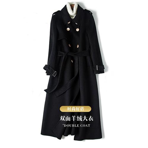 双面羊绒大衣羊毛呢大衣中长款女外套澳毛新款高端纯反时尚小个子显瘦