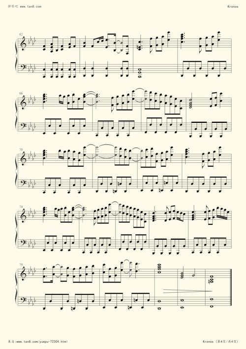 《kronos,钢琴谱》削除(五线谱 钢琴曲 指法)-弹吧