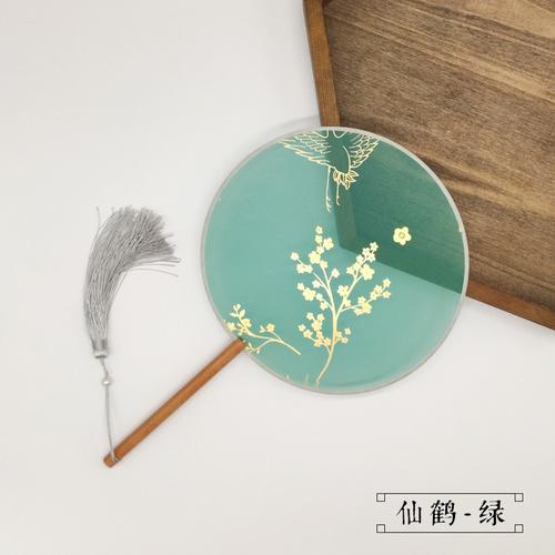 古风团扇中国风3d烫金欧根纱团扇汉服舞蹈古典双面透明扇子小圆扇三维