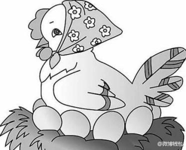 卡通母鸡下蛋简笔画