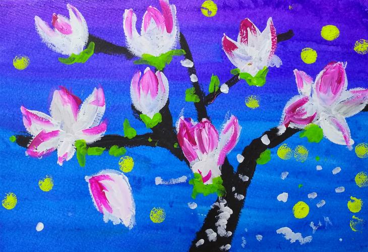 色彩创意画《水粉画--玉兰花》