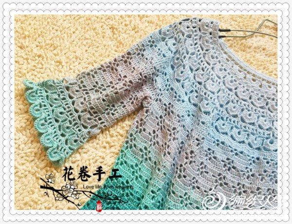 简易图解:原文:【花卷手工】~三环衣~从上往下钩的裙子