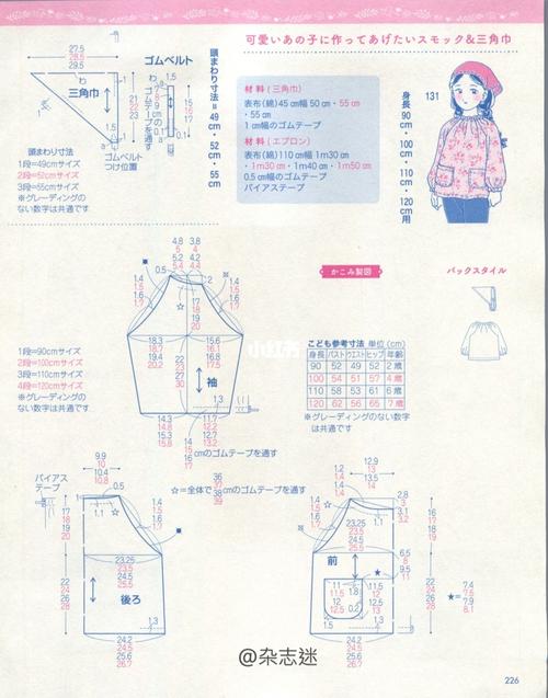 2到7岁儿童罩衣裁剪图_罩衣_裁剪图_兴趣爱好_手工