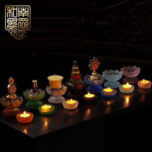 [和南圣众旗舰店] 佛教用品七宝琉璃灯酥油灯座双层琉璃烛台供灯油灯