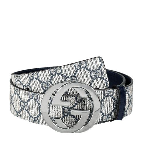 优享gucci古驰印花蓝色pvc配皮男士腰带114984kgd1r4075蓝色印花95cm