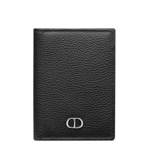 【包税】dior/迪奥 21春夏新款 男士黑色粒面小牛皮cd标志折叠式卡片