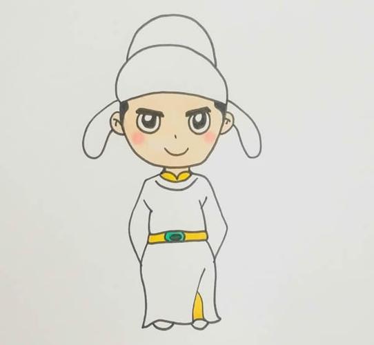 帅气的诗人李白卡通简笔画步骤图解教程