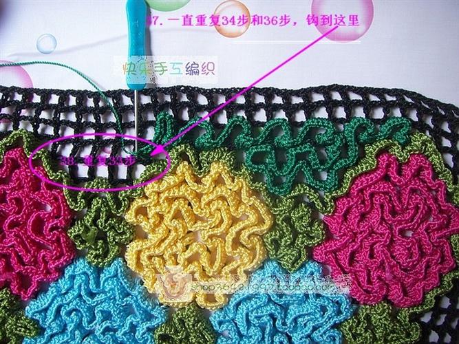 【钩针】合股线厚坐垫钩法实拍最详细过程【带文字