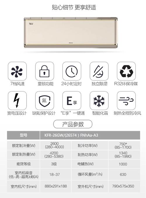 格力(gree)大1匹 kfr-26gw/(26574)fnhaa-a3 冷静宝 变频3级能效 家用