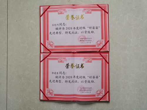 "好媳妇"荣誉证书