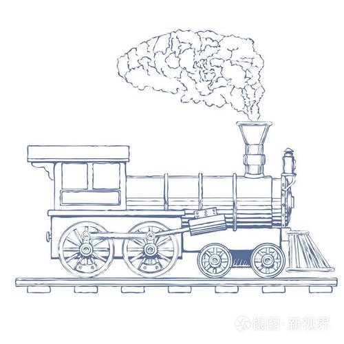 老式蒸汽机车矢量标志设计模板.火车或运输图标.矢量