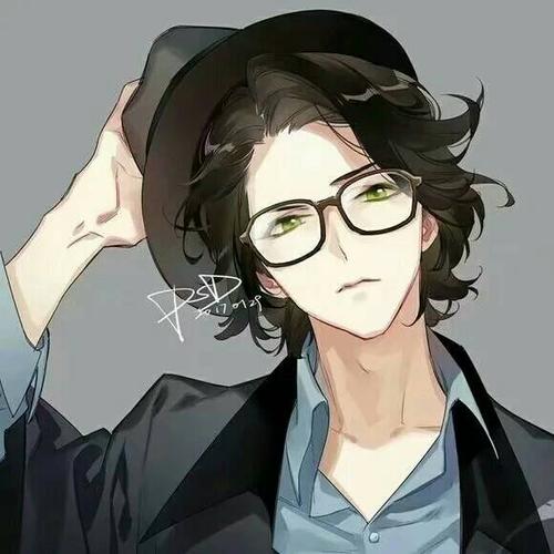 谁说我是个学霸 黑白动漫眼镜男生头像