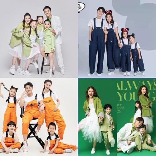 2021一家四口卡通图片,微信头像幸福四口之家 2021新款儿童摄影服装全家福照家庭装影楼中国风一家四口亲子装