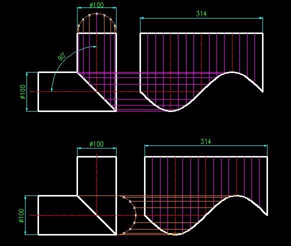 烟囱拐角cad展开图怎么画