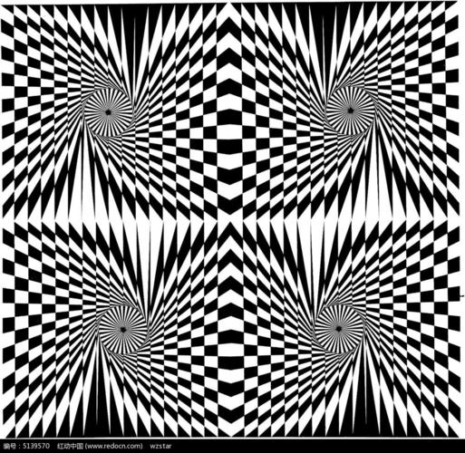 扭曲空间黑白构成图