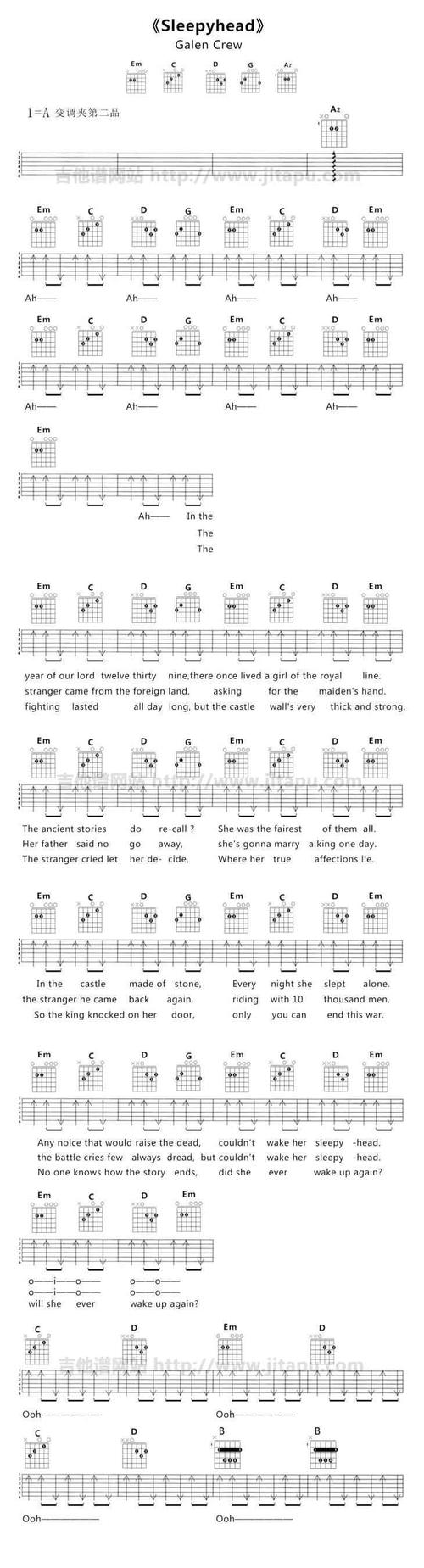 这就是sleepyhead的吉他谱,有兴
