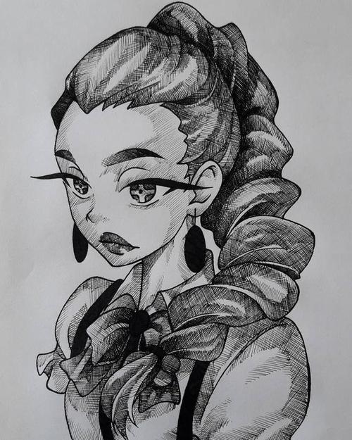 动漫女妖精插画,用素描排线方法表现明暗,很惊艳,效果超棒