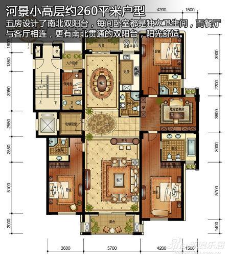 图为河景小高层约260平米户型图