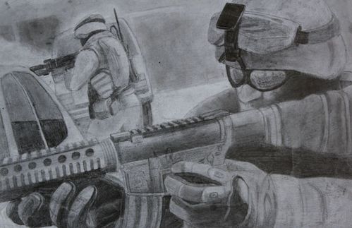 纯手绘使命召唤粉丝自制游戏人物及武器场景图