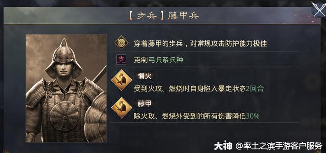 【藤甲兵】兵种和特性说明