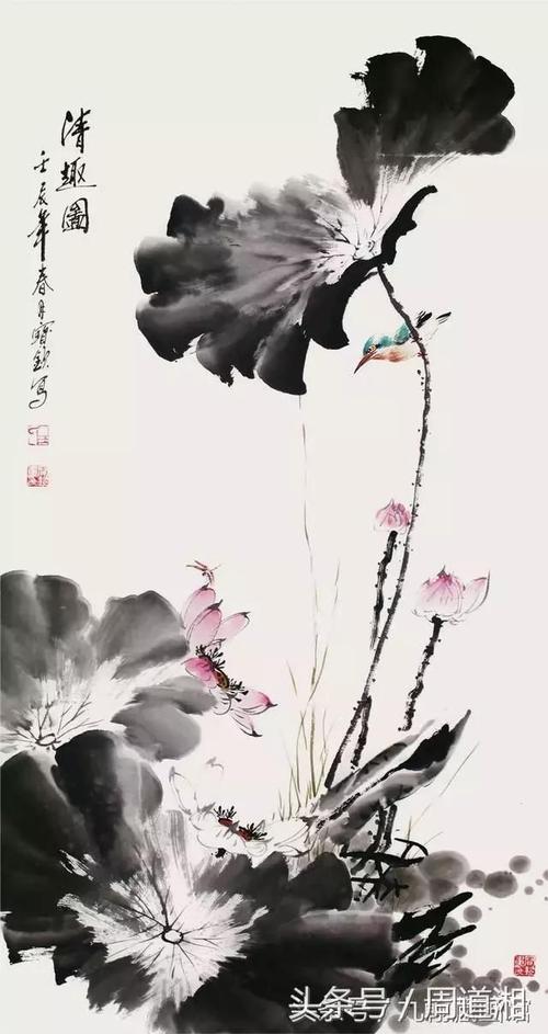 花卉种植 名家国画写意荷花图片  王雪涛荷花写意水墨画,国画中国画