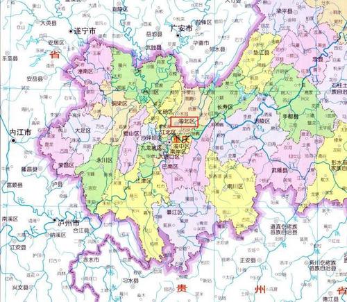 重庆市行政区划地图上面的渝北区