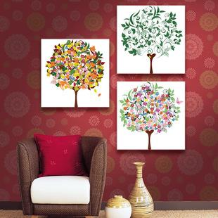 现代简约喷绘油画 家居客厅装饰风景树 田园幸福树无框挂画批发