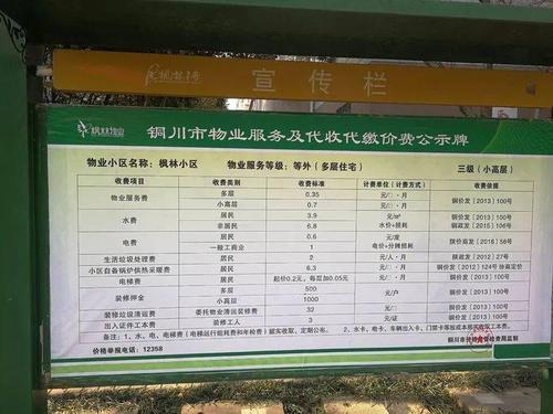 小区里的物业公示栏中,对各种收费项目明码标价,依据明确,童叟无欺,让