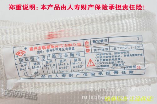 瑞泰绳网 1吨-10吨白色尼龙吊装带 丙纶双扣眼起重扁平吊带