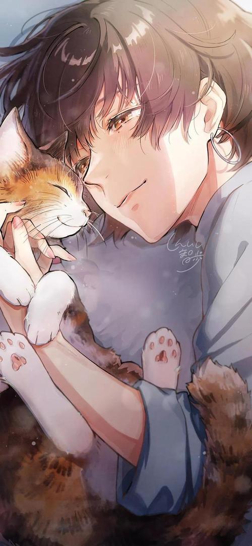 动漫二次元,猫咪,治愈手机壁纸,静静倾听大自然的声音